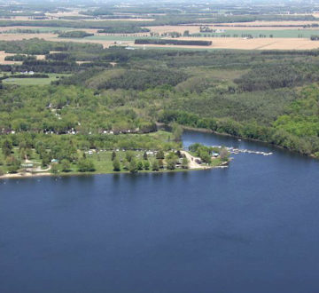 aerial view of farmland
