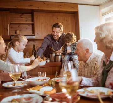 Portait of a big family having fun while eating