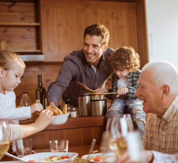 Portait of a big family having fun while eating